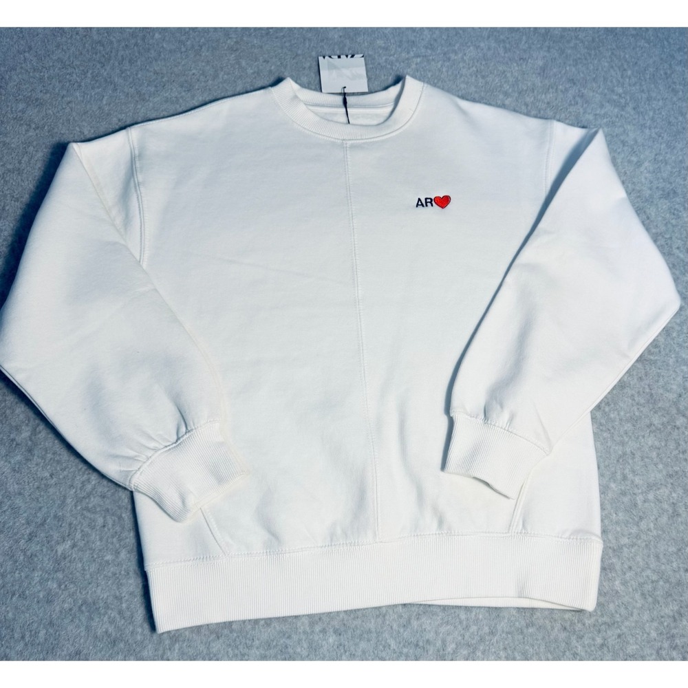NWT Zara Kids Girls Oversized Sweatshirt Off White AR Heart Size 11-12 Yrs